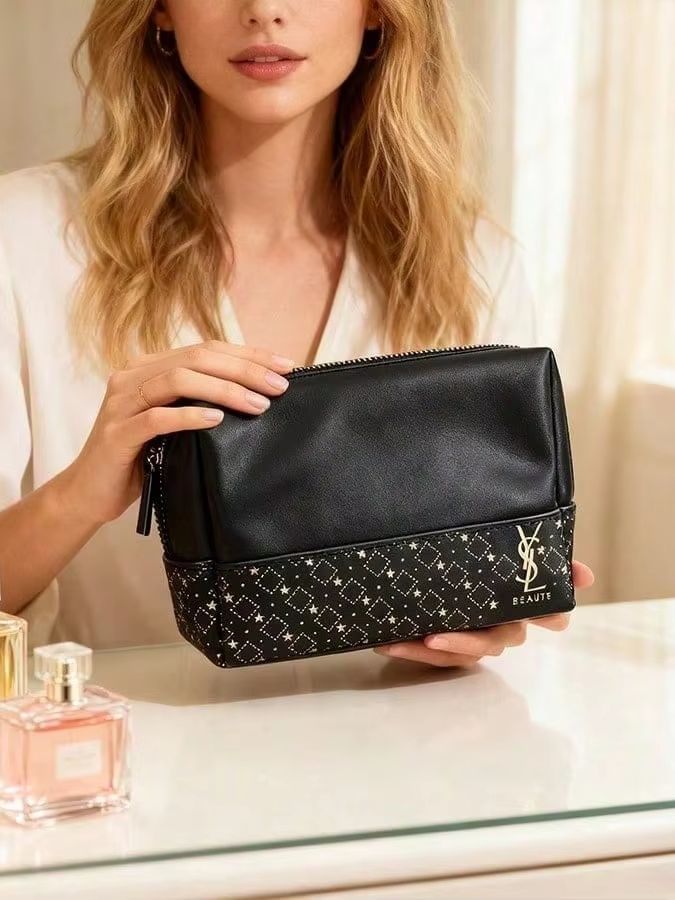 Luxury Bags Ysl - YSL Luxury Double‑Layer Large Makeup Bag,