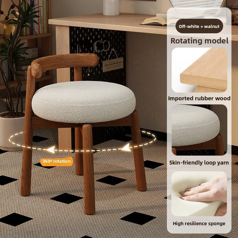 Luxury Bags & Leather Repair Of Atlanta - Simple solid wood rotating dressing stool,
