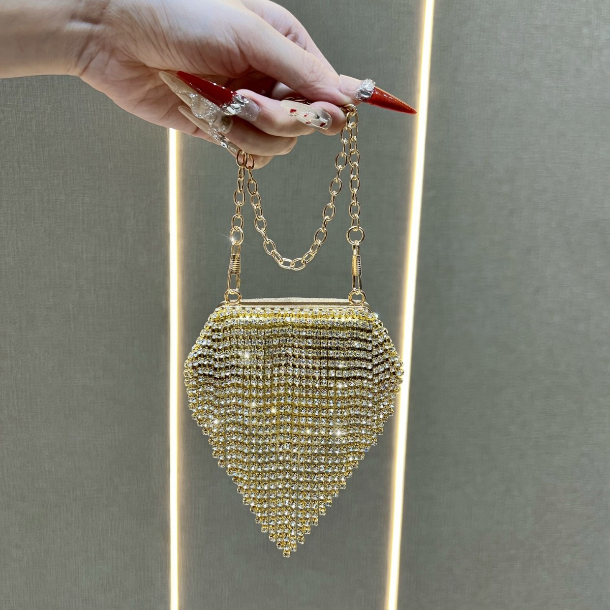 Mini Bag Evening Clutch - Luxury Designer Mini Heart Shape Diamond