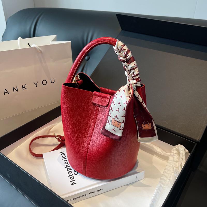 Red PU Bucket Shoulder and Cro - Luxury Bags Sales review and price