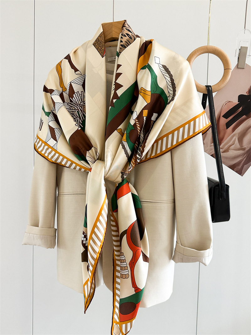 Twill Silk Scarf 135CM Women H - Luxury Bags Design review and price