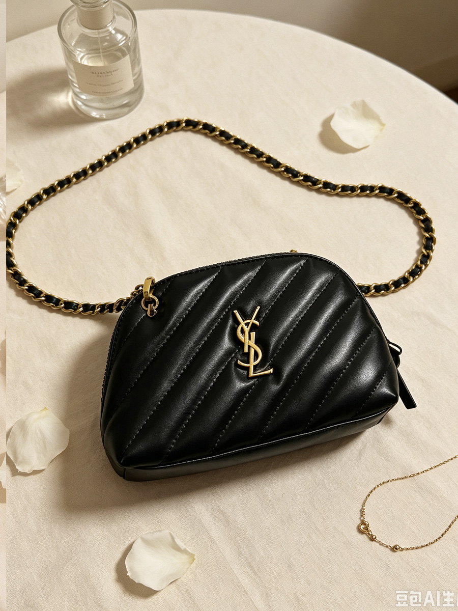 YSL Black Striped Leather Shel - Luxury Bags Ysl review and price