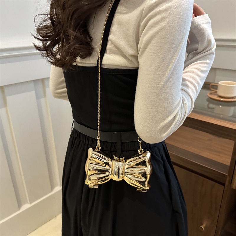 Glossy Gold Metal Bow Shaped M - Luxury Bags & Leather Repair Of Atlanta review and price