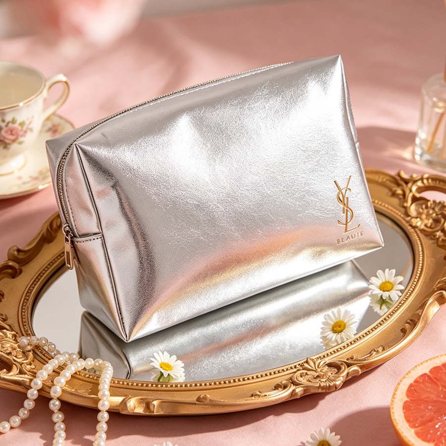 silver cosmetic pouch,faux lea - Luxury Bags Ysl review and price