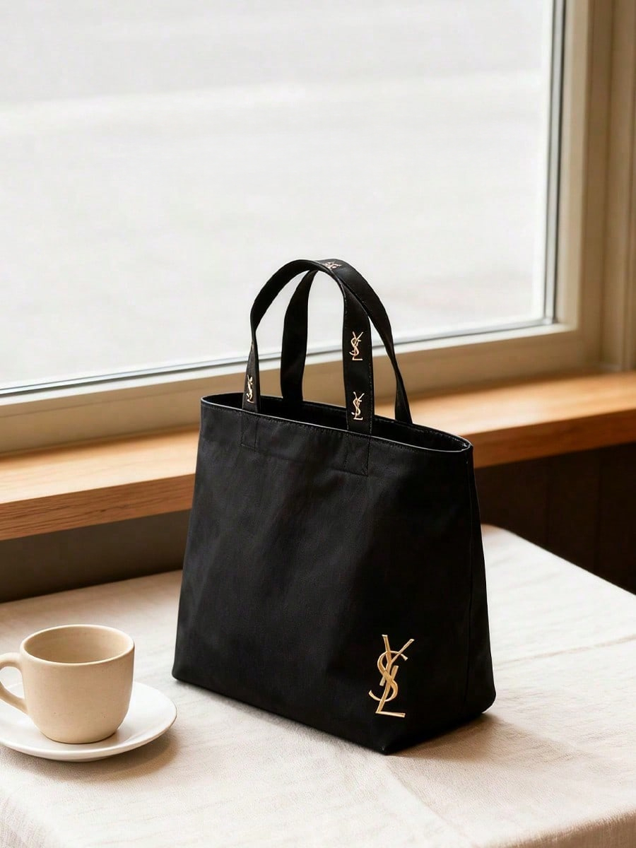 YSL Black Embroidery Logo Canv - Luxury Bags Ysl review and price