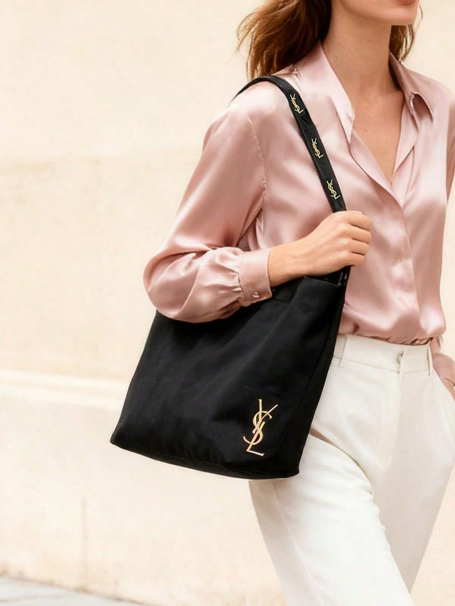 YSL Black Embroidery Logo Canv - Luxury Bags Ysl review and price