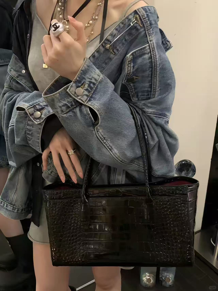 SHELKSBAG Women Crocodile Tote - Top Handle Patent Bag review and price