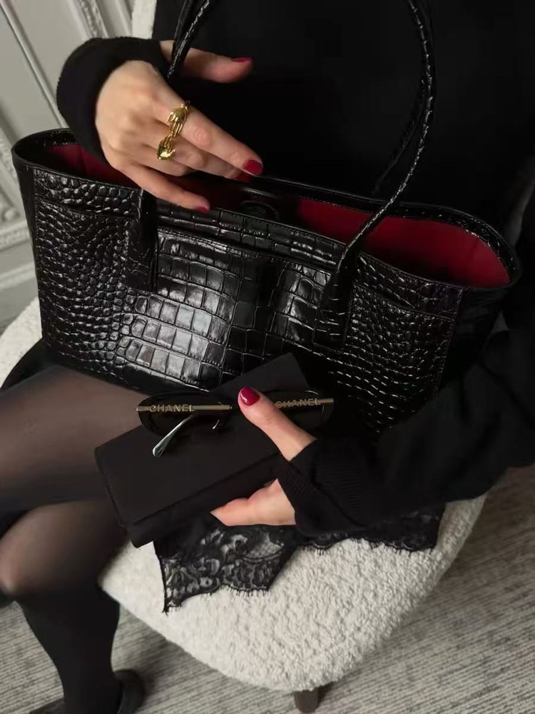 SHELKSBAG Women Crocodile Tote - Top Handle Patent Bag review and price