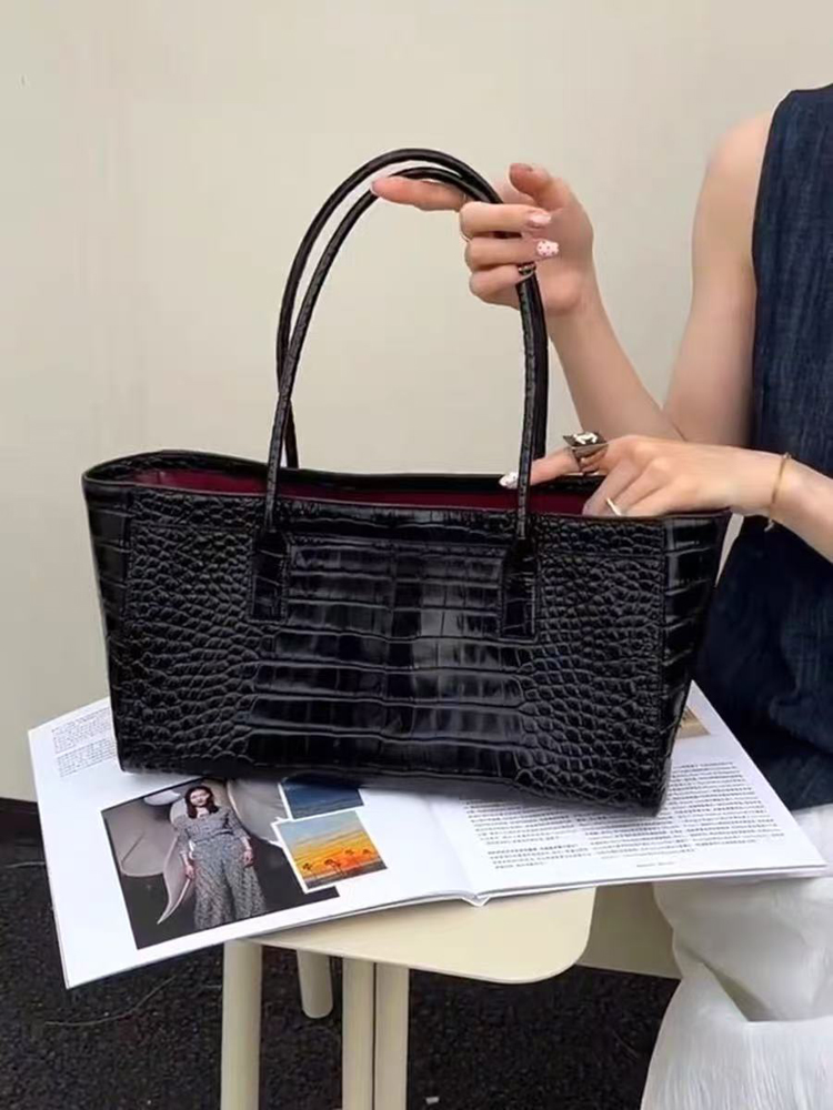 SHELKSBAG Women Crocodile Tote - Top Handle Patent Bag review and price